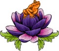 vector illustration of frog sits on a water lily flower Royalty Free Stock Photo