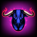 Vector Illustration front view of Bull head Surrounded by flames It is signs of the taurus zodiac Good use for symbol mascot icon Royalty Free Stock Photo