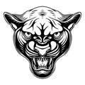 vector illustration Front view Panther head with angry pose and stalking prey black and white Royalty Free Stock Photo