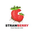 Vector Illustration of a Fruit Logo Strawberry Fresh Fruit Red Color, Available In The Market Can Be For Fruit Juice Or For Body