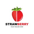 Vector Illustration of a Fruit Logo Strawberry Fresh Fruit Red Color, Available In The Market Can Be For Fruit Juice Or For Body