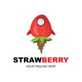 Vector Illustration of a Fruit Logo Strawberry Fresh Fruit Red Color, Available In The Market Can Be For Fruit Juice Or For Body