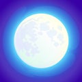 Vector illustration with full moon on a blue background