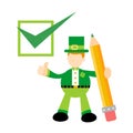 Vector illustration fun holiday leprechaun and green checklist flat design cartoon style