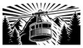 Vector illustration of a funicular and mountains