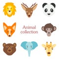 Vector illustration of funny animal icon set