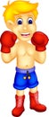 Funny boxer cartoon standing with smiling Royalty Free Stock Photo