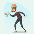 Vector illustration - funny cartoon Burglar carrying a bunch of skeleton keys Royalty Free Stock Photo