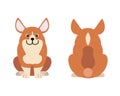 Vector illustration of funny cartoon dogs breeds set. Cardigan Welsh Corgi Royalty Free Stock Photo