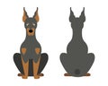 Vector illustration of funny cartoon dogs breeds set. Doberman Pinscher Royalty Free Stock Photo