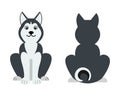 Vector illustration of funny cartoon dogs breeds set. Siberian Husky Royalty Free Stock Photo