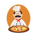 Vector illustration of funny chef with pizza Royalty Free Stock Photo