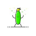 Vector illustration of funny cucumber character cartoon in line style.