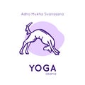 Vector illustration with funny dog in a yoga pose Adho Mukha Svanasana