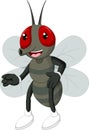 Funny flies cartoon standing with smile and waving