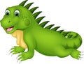 Funny iguana cartoon posing with laughing