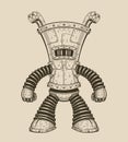 Vector illustration of an funny iron robot