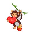 Vector illustration of funny monkey with a big