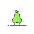 Vector illustration of funny pear character cartoon isolated in line style.