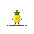 Vector illustration of funny pineapple character cartoon isolated in line style.