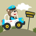 Vector illustration of funny police junggle patrol, Creative vector childish background for fabric, textile, nursery wallpaper,