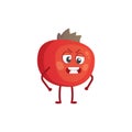 Vector illustration with funny pomegranate character. fresh food time.