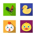 Vector design of funny and poultry sign. Collection of funny and farming vector icon for stock. Royalty Free Stock Photo