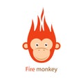 Vector illustration. Funny Redhead fiery monkey