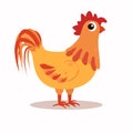 Vector illustration of a funny rooster with a frightened look. Royalty Free Stock Photo