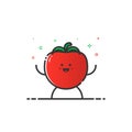 Vector illustration of funny tomato character cartoon isolated in line style.