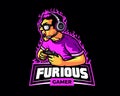 Furious Gamer E Sport Cartoon Mascot Logo Badge