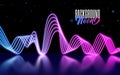 Vector illustration of futuristic abstract background. Motion blurred neon light curves with specular blurred reflection