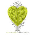 Vector illustration of futuristic tree in shape of heart, technology and science conceptual design.