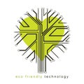 Vector illustration of futuristic tree in shape ,technology and science conceptual design. Ecology conservation concept