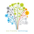 Vector illustration of futuristic tree, technology and science c