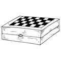 Chess board. Vector illustration game of chess, checkers. Hand drawn wooden board for chess, checkers Royalty Free Stock Photo