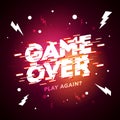 Vector Illustration Game Over Sign With Glitch Effect.