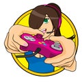 Vector illustration with the Gamer Girl theme Royalty Free Stock Photo