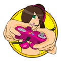 Illustration of Gamer Girl Playing Game wearing Bikini Royalty Free Stock Photo