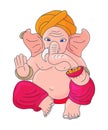 Vector illustration for Ganesh Chaturthi Festivity: Lord Ganesha also known as Ganapati, Vinayaka, Pillaiyar and Binayak.