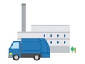 Vector illustration of garbage truck and garbage incinerator Royalty Free Stock Photo