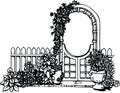 Garden Gate with Flowers Vector Illustration Royalty Free Stock Photo