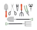 Vector illustration of gardening tools isolated on a white background.