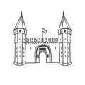 Vector illustration of the Gate of Salutation of historical building Topkapi Palace in Istanbul.