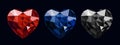 Vector illustration gem stones heart shape colour set