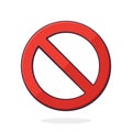 Vector illustration. General prohibition sign. Red circle with a red diagonal line through it. International no symbol