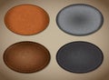 Oval tags with realistic leather texture