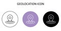 Vector illustration with geolocation mark. Outline icon