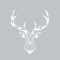 Vector illustration of geometric deer on gray background.