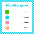 Vector illustration. geometric figures for kids. Matching game. Royalty Free Stock Photo